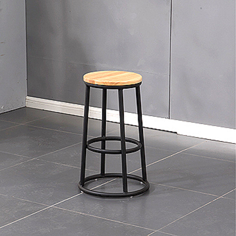 Modern Round Bar Stool Footrest Backless Counter and Bar Stool with Iron Legs