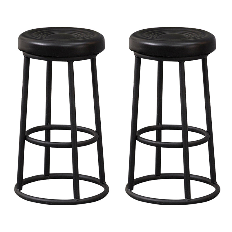 Modern Round Bar Stool Footrest Backless Counter and Bar Stool with Iron Legs
