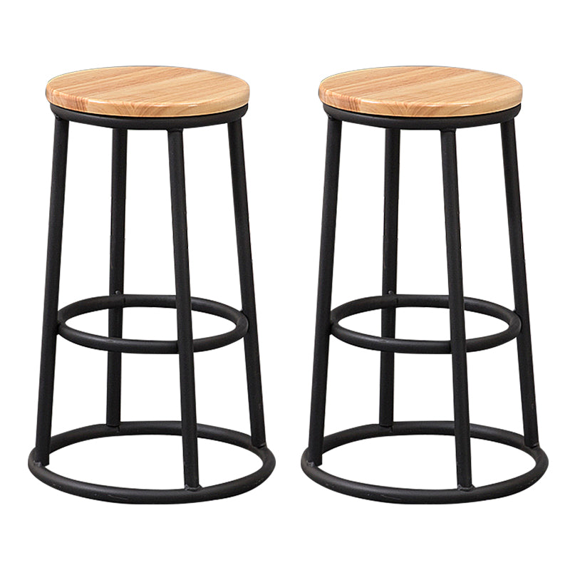 Modern Round Bar Stool Footrest Backless Counter and Bar Stool with Iron Legs