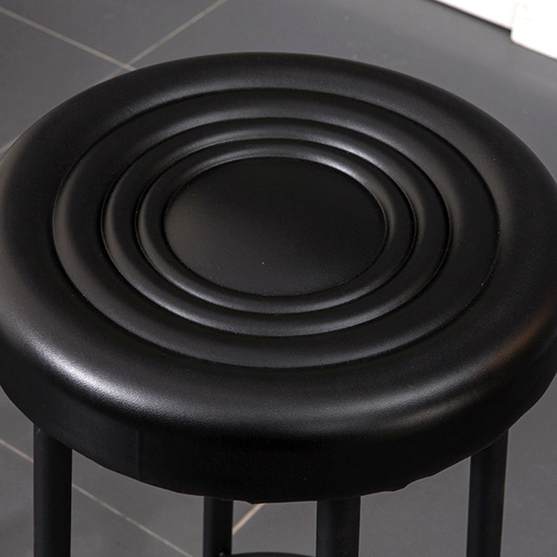 Modern Round Bar Stool Footrest Backless Counter and Bar Stool with Iron Legs