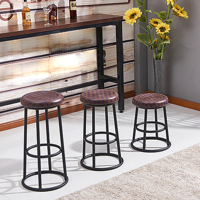 Modern Round Bar Stool Footrest Backless Counter and Bar Stool with Iron Legs