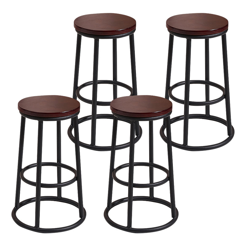Modern Round Bar Stool Footrest Backless Counter and Bar Stool with Iron Legs