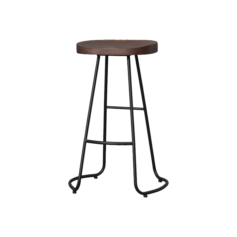 Modern Style Iron Bar Stool with Footrest Dining Room Solid Wood Bar Stool 30 Inches