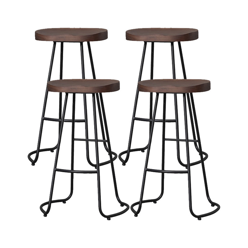 Modern Style Iron Bar Stool with Footrest Dining Room Solid Wood Bar Stool 30 Inches
