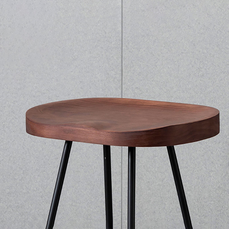 Modern Style Iron Bar Stool with Footrest Dining Room Solid Wood Bar Stool 30 Inches