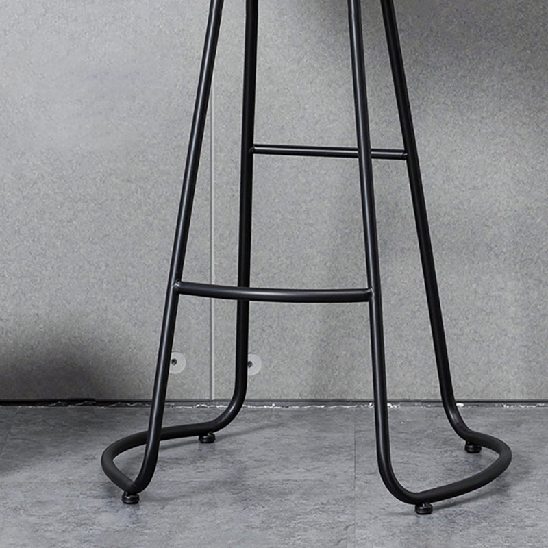 Modern Style Iron Bar Stool with Footrest Dining Room Solid Wood Bar Stool 30 Inches