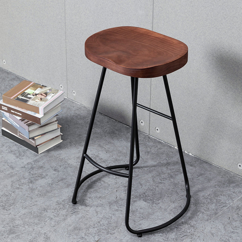 Modern Style Iron Bar Stool with Footrest Dining Room Solid Wood Bar Stool 30 Inches
