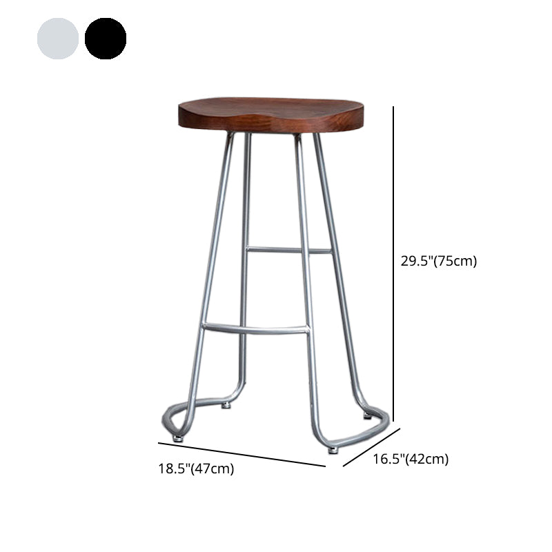 Modern Style Iron Bar Stool with Footrest Dining Room Solid Wood Bar Stool 30 Inches