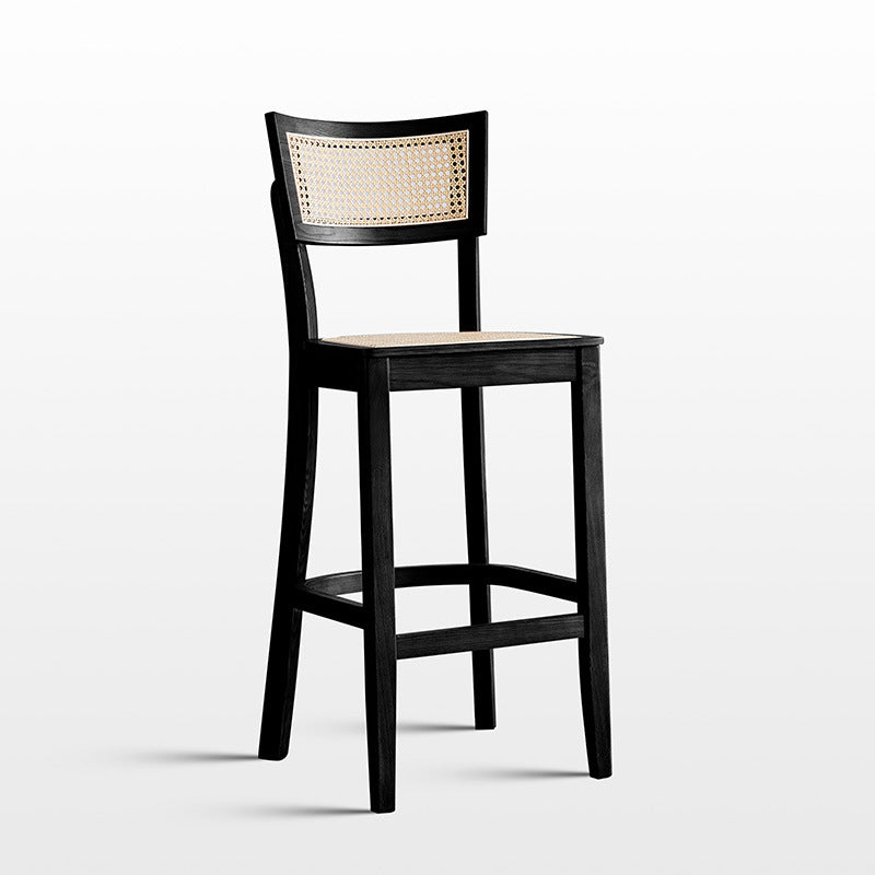 Taburete de bar de madera maciza de estilo moderno con reposapiés Taburete de bar con respaldo bajo