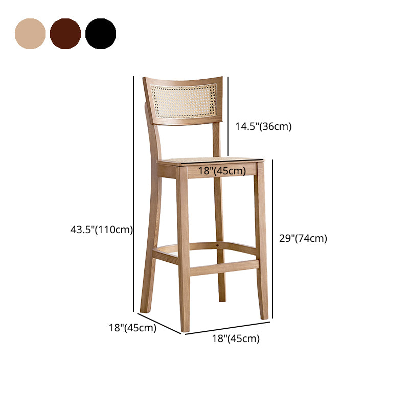 Taburete de bar de madera maciza de estilo moderno con reposapiés Taburete de bar con respaldo bajo