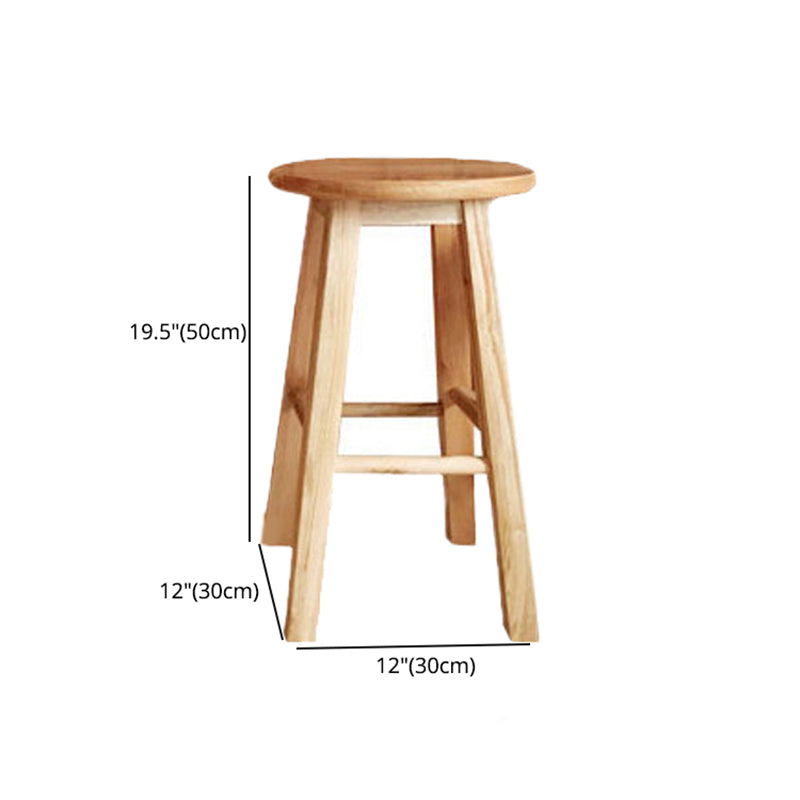 Taburete de bar de madera maciza de estilo moderno con reposapiés, taburete de bar redondo para tienda de té con leche, 32 pulgadas
