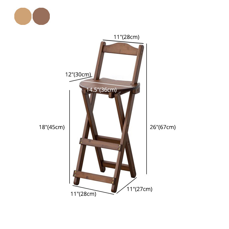 Contemporary Solid Wood Folding Bar Stool Indoor Bar Stool with Wooden Seat
