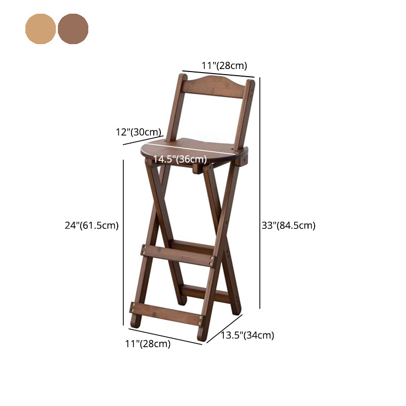 Contemporary Solid Wood Folding Bar Stool Indoor Bar Stool with Wooden Seat
