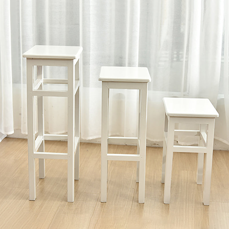 Modern Armless Stackable Counter Stool Wood Study Bar Stool with Wooden Seat and Pedal