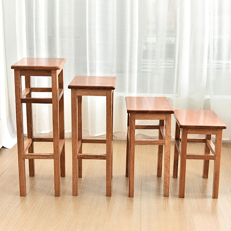 Modern Armless Stackable Counter Stool Wood Study Bar Stool with Wooden Seat and Pedal