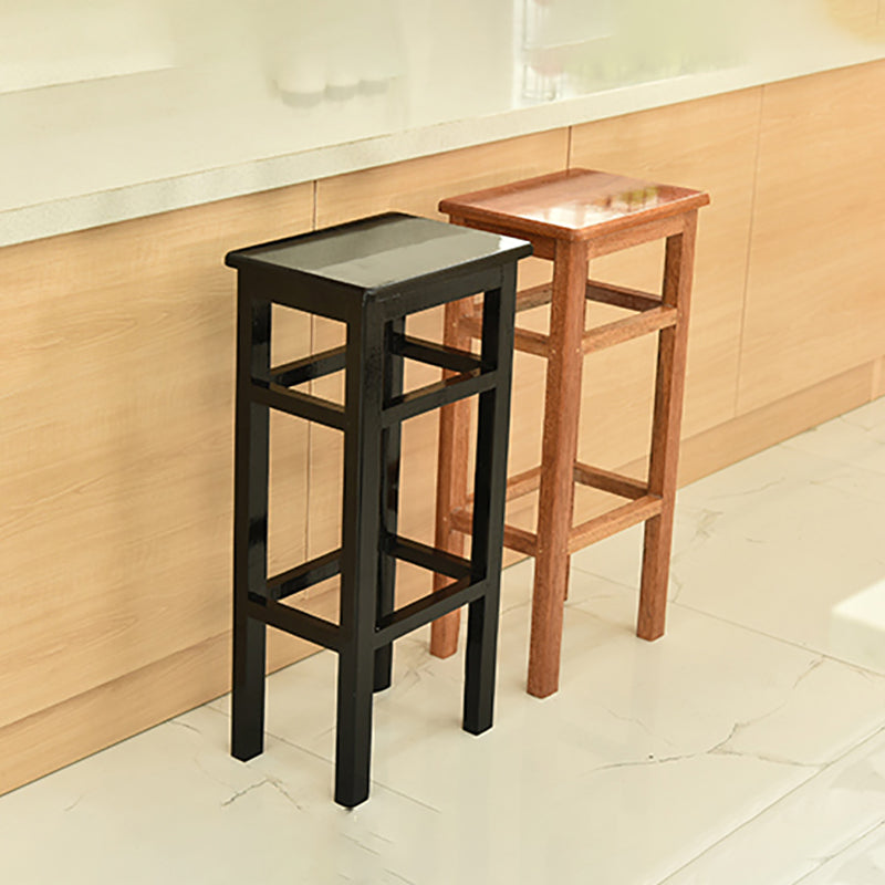 Modern Armless Stackable Counter Stool Wood Study Bar Stool with Wooden Seat and Pedal