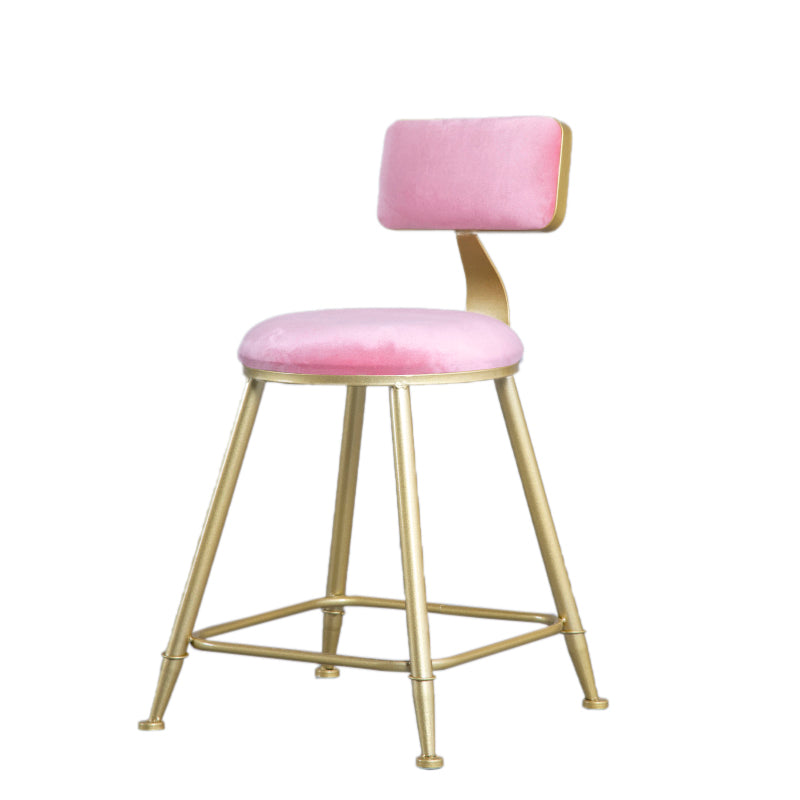 Glam Armless Backrest Counter Stool Iron Beauty Shop Bar Stool with Velvet Cushion