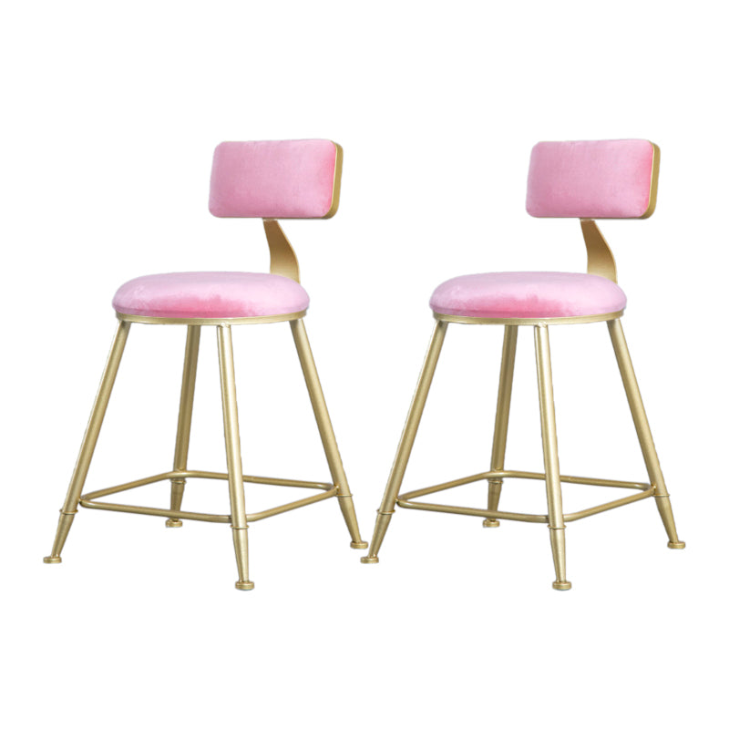 Glam Armless Backrest Counter Stool Iron Beauty Shop Bar Stool with Velvet Cushion