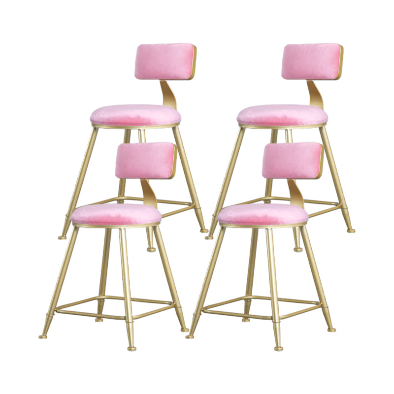 Glam Armless Backrest Counter Stool Iron Beauty Shop Bar Stool with Velvet Cushion