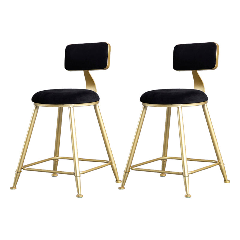 Glam Armless Backrest Counter Stool Iron Beauty Shop Bar Stool with Velvet Cushion