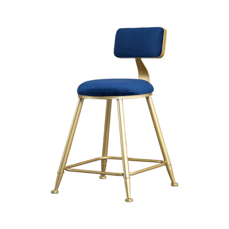 Glam Armless Backrest Counter Stool Iron Beauty Shop Bar Stool with Velvet Cushion
