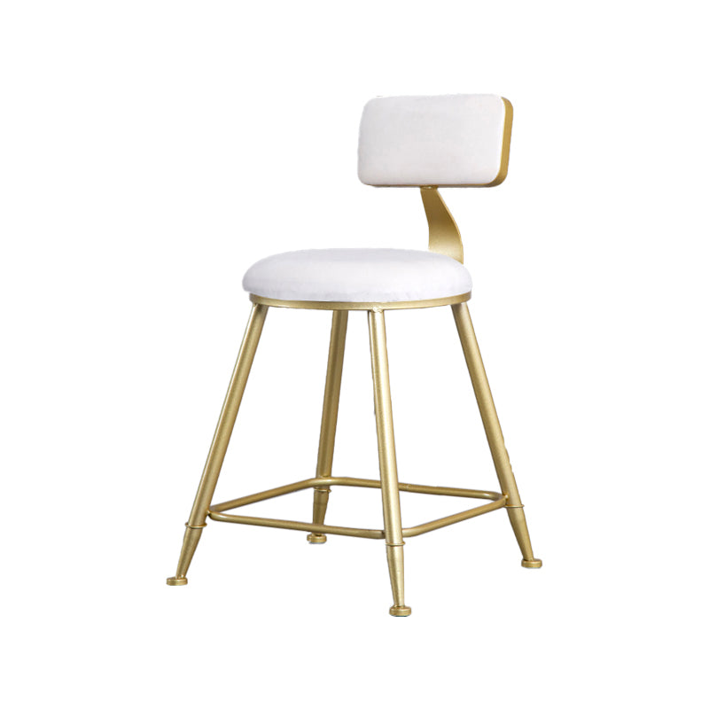 Glam Armless Backrest Counter Stool Iron Beauty Shop Bar Stool with Velvet Cushion