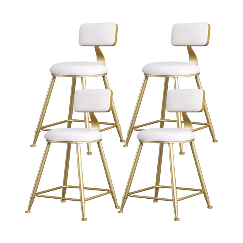 Glam Armless Backrest Counter Stool Iron Beauty Shop Bar Stool with Velvet Cushion