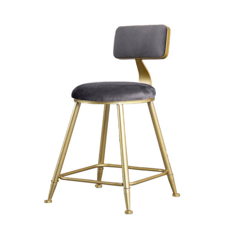 Glam Armless Backrest Counter Stool Iron Beauty Shop Bar Stool with Velvet Cushion