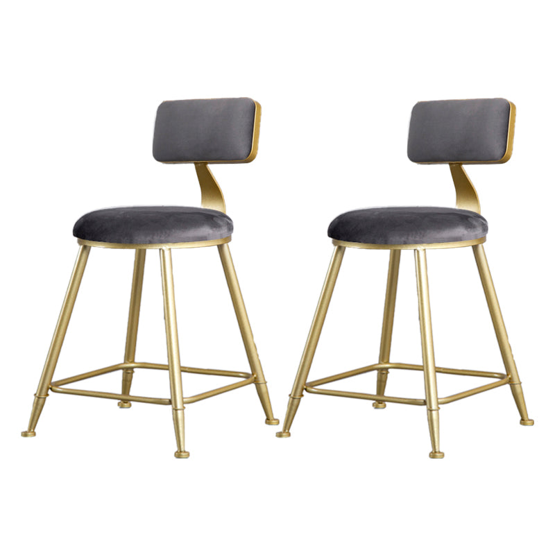 Glam Armless Backrest Counter Stool Iron Beauty Shop Bar Stool with Velvet Cushion