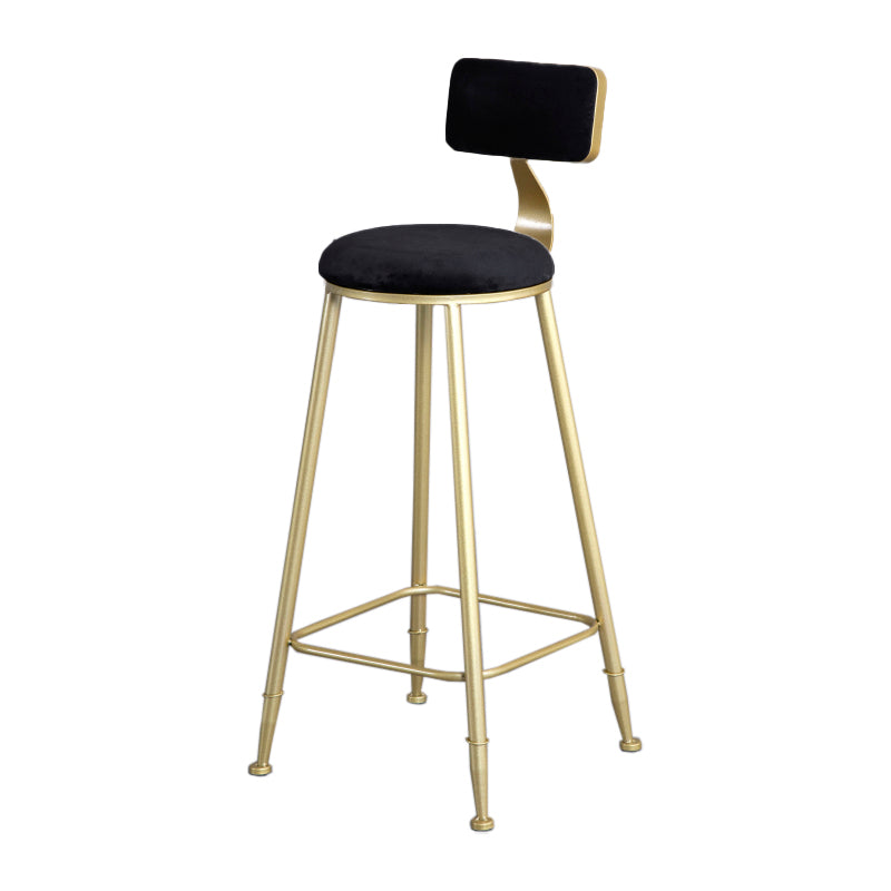 Glam Armless Backrest Counter Stool Iron Beauty Shop Bar Stool with Velvet Cushion