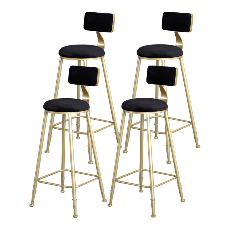Glam Armless Backrest Counter Stool Iron Beauty Shop Bar Stool with Velvet Cushion