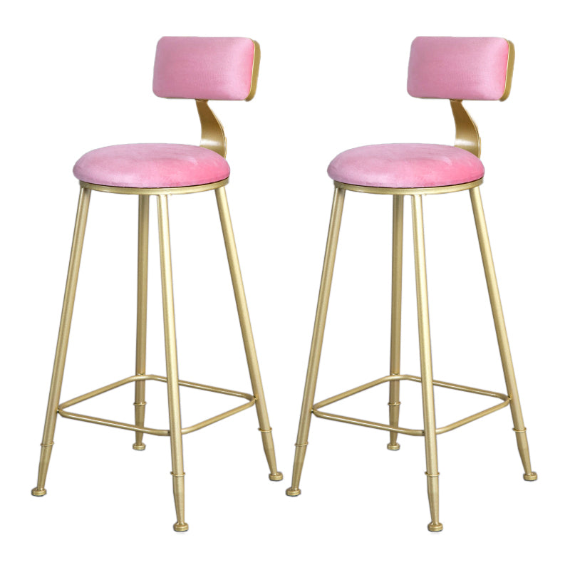 Glam Armless Backrest Counter Stool Iron Beauty Shop Bar Stool with Velvet Cushion