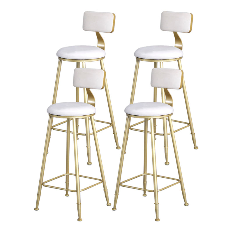 Glam Armless Backrest Counter Stool Iron Beauty Shop Bar Stool with Velvet Cushion