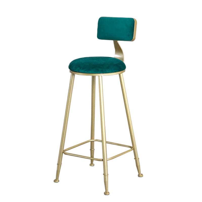 Glam Armless Backrest Counter Stool Iron Beauty Shop Bar Stool with Velvet Cushion