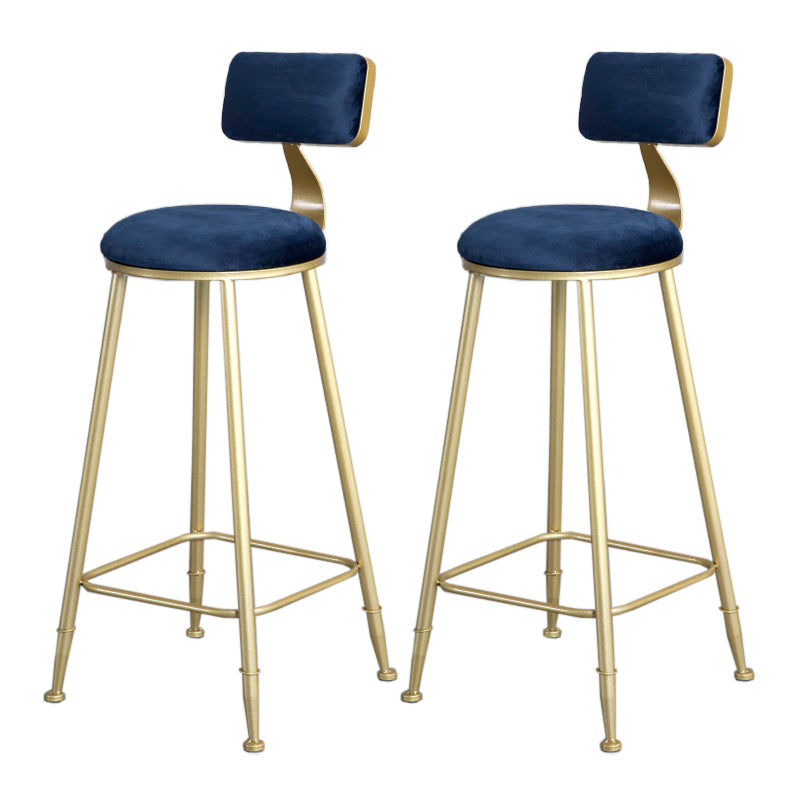 Glam Armless Backrest Counter Stool Iron Beauty Shop Bar Stool with Velvet Cushion