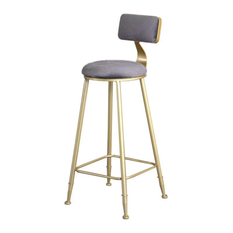 Glam Armless Backrest Counter Stool Iron Beauty Shop Bar Stool with Velvet Cushion