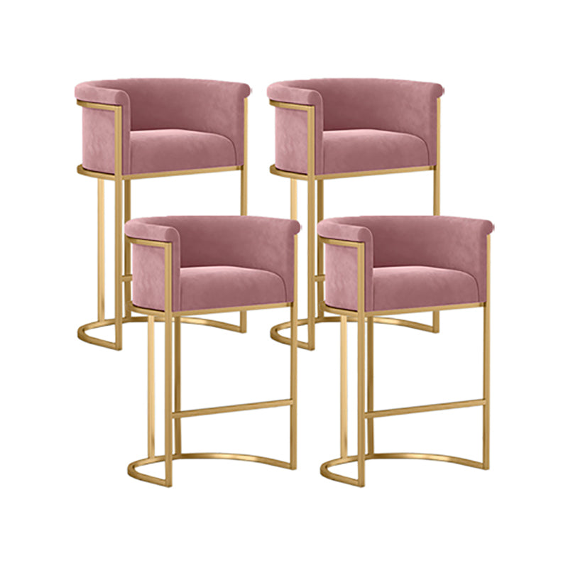 Glam Armlehnen-Rückenlehnen-Thekenhocker, Eisen-Café-Barhocker mit Samtkissen und Pedal
