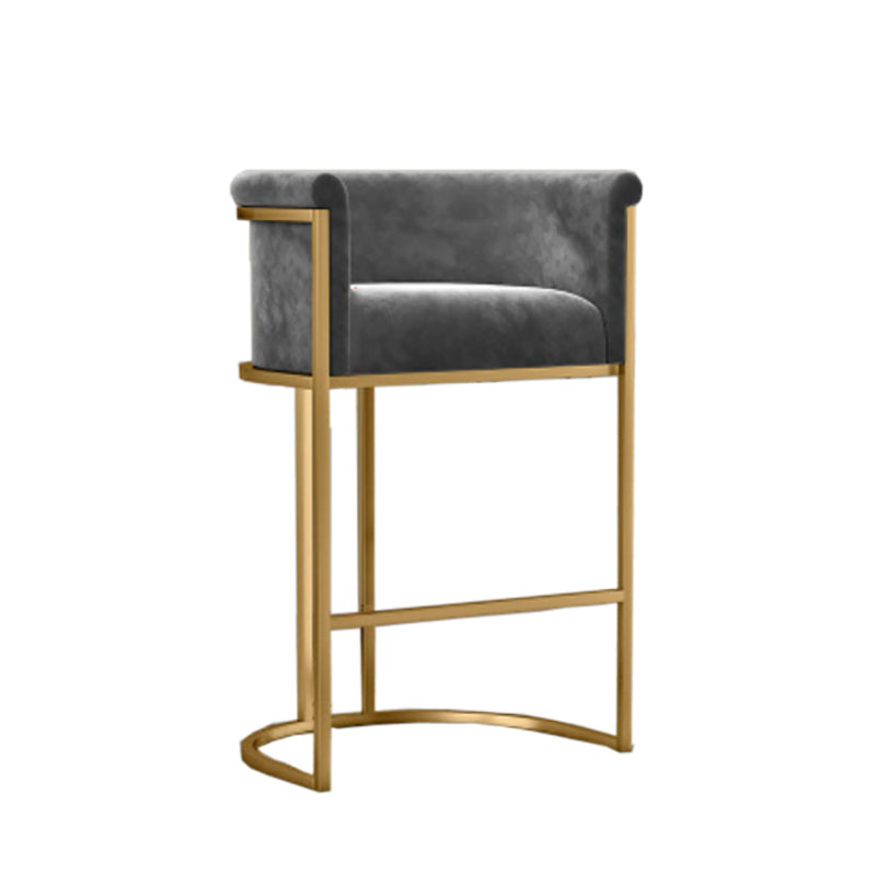 Glam Armlehnen-Rückenlehnen-Thekenhocker, Eisen-Café-Barhocker mit Samtkissen und Pedal