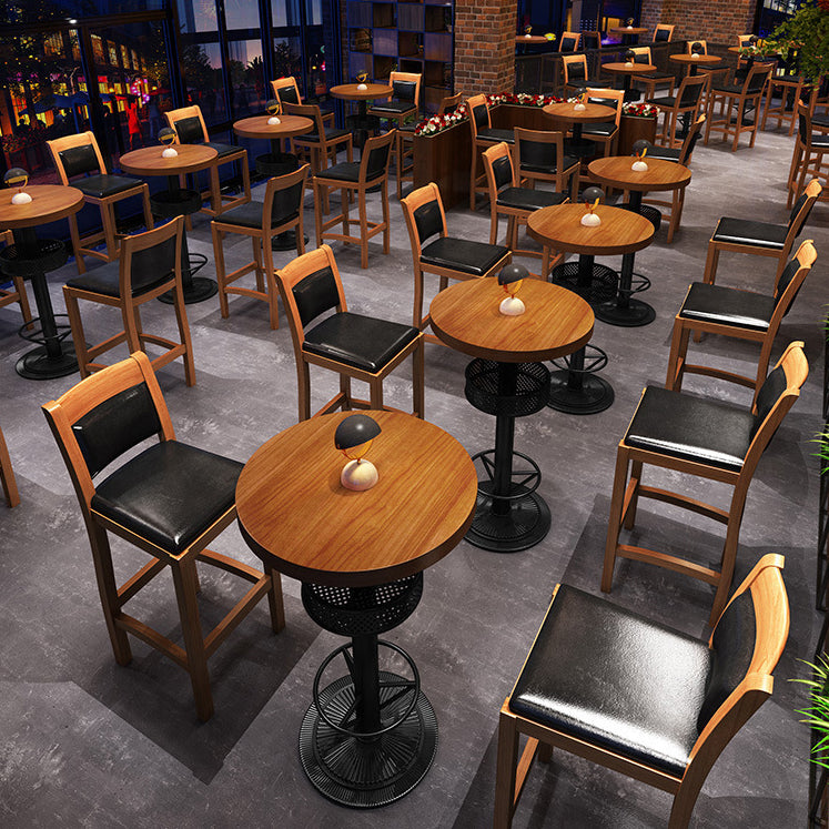 Modern Style Solid Wood Bar Stool with Footrest Bar Lounge Bar Stool 30 Inches