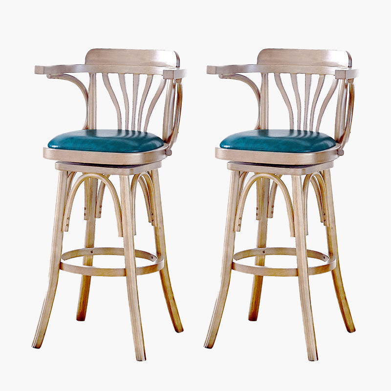 Modern Style Solid Wood Bar Stool with Footrest Bar Lounge Bar Stool 30 Inches