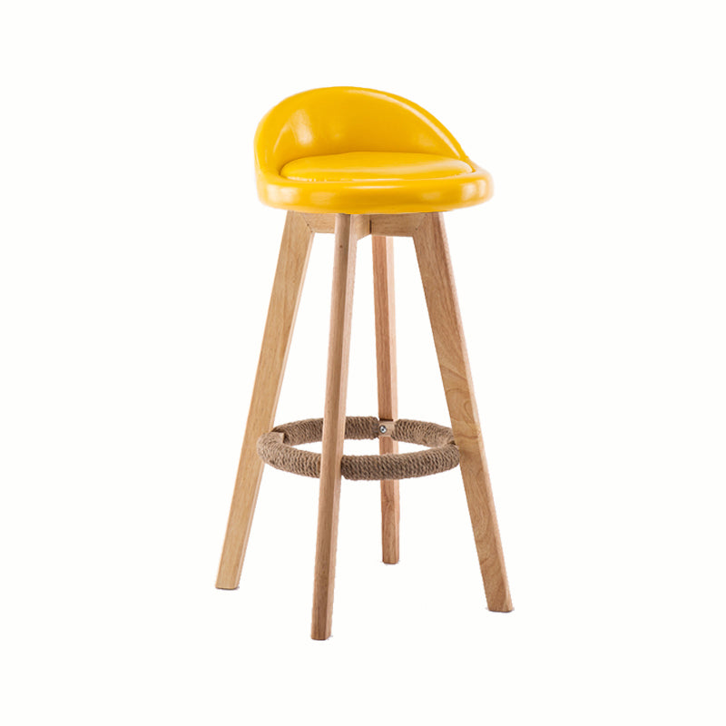 Modern Rotatable Backrest Counter Stool Wood Cafe Bar Stool with Cushion and Pedal