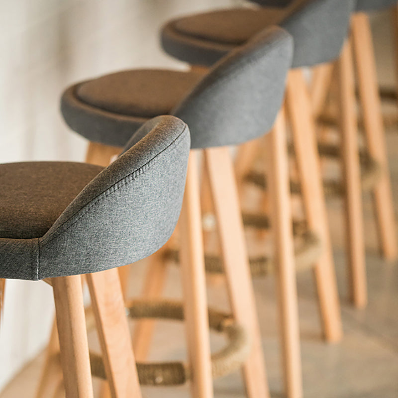 Modern Rotatable Backrest Counter Stool Wood Cafe Bar Stool with Cushion and Pedal