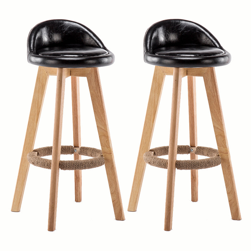 Modern Rotatable Backrest Counter Stool Wood Cafe Bar Stool with Cushion and Pedal