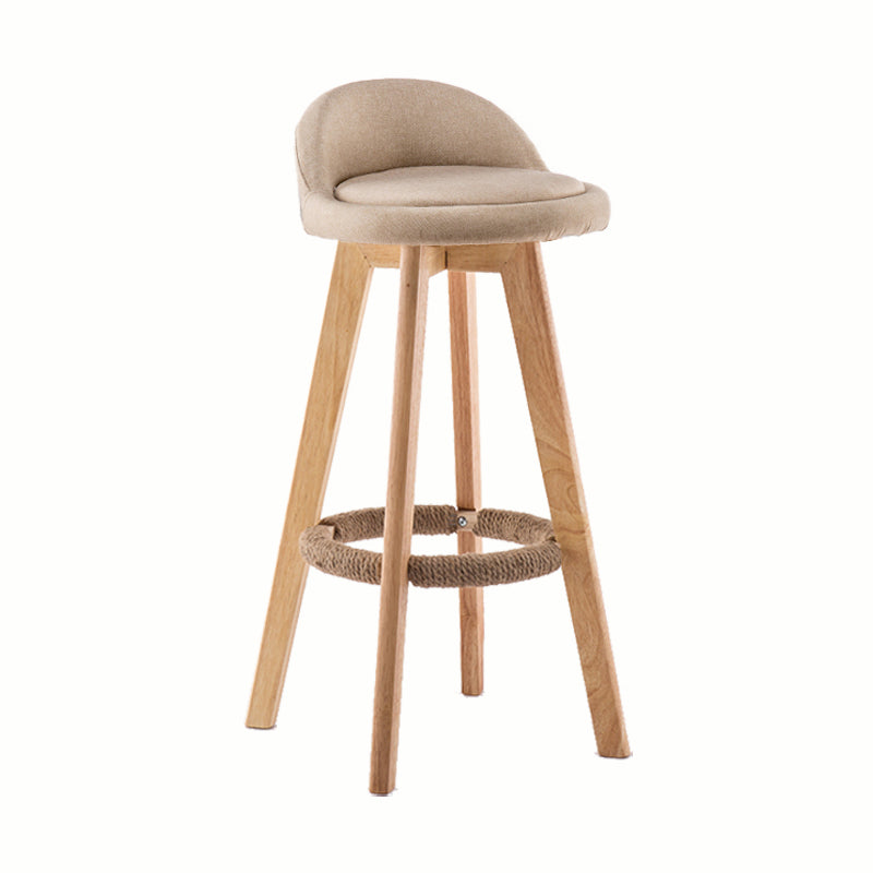 Modern Rotatable Backrest Counter Stool Wood Cafe Bar Stool with Cushion and Pedal