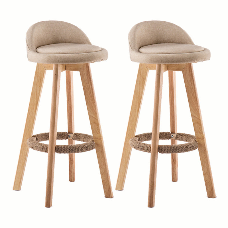 Modern Rotatable Backrest Counter Stool Wood Cafe Bar Stool with Cushion and Pedal