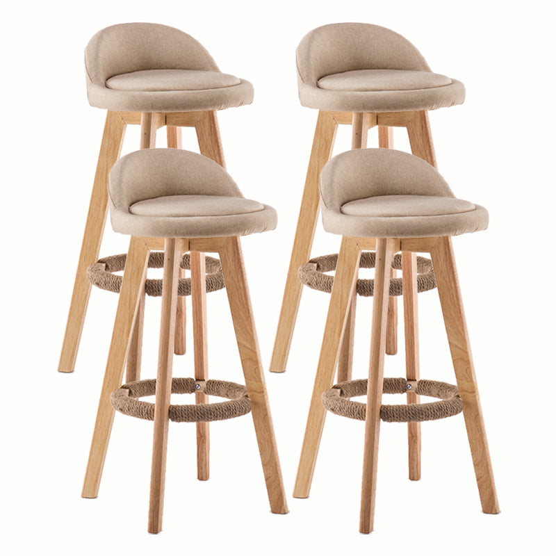 Modern Rotatable Backrest Counter Stool Wood Cafe Bar Stool with Cushion and Pedal