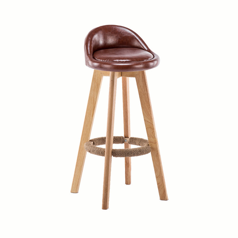 Modern Rotatable Backrest Counter Stool Wood Cafe Bar Stool with Cushion and Pedal