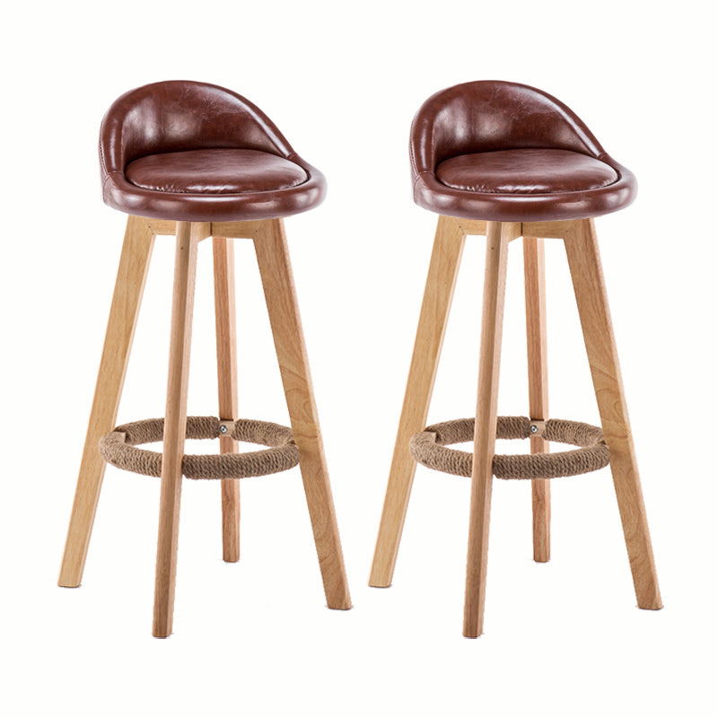 Modern Rotatable Backrest Counter Stool Wood Cafe Bar Stool with Cushion and Pedal