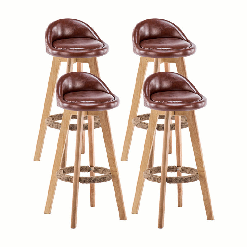 Modern Rotatable Backrest Counter Stool Wood Cafe Bar Stool with Cushion and Pedal