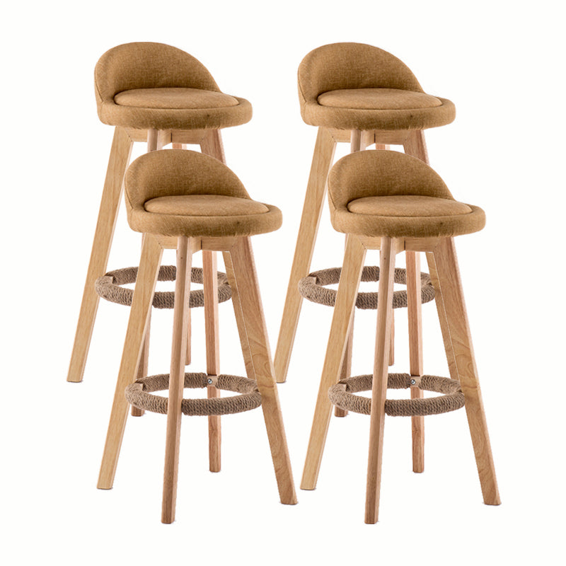 Modern Rotatable Backrest Counter Stool Wood Cafe Bar Stool with Cushion and Pedal